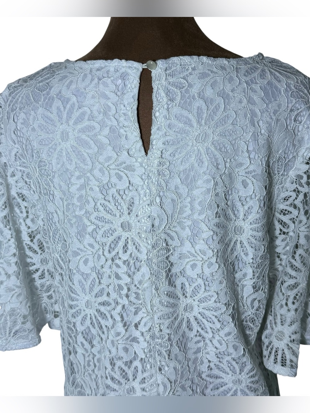 Nanette Lepore White Lace Bell Sleeve Blouse Romantic Boho Crochet Top S - Picture 9 of 10